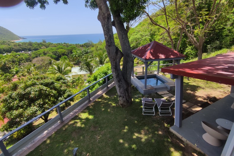 Le jardin avec la piscine privée d'en haut